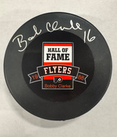 Bobby Clarke Autographed Philadelphia Flyers Hall of Fame Logo Puck