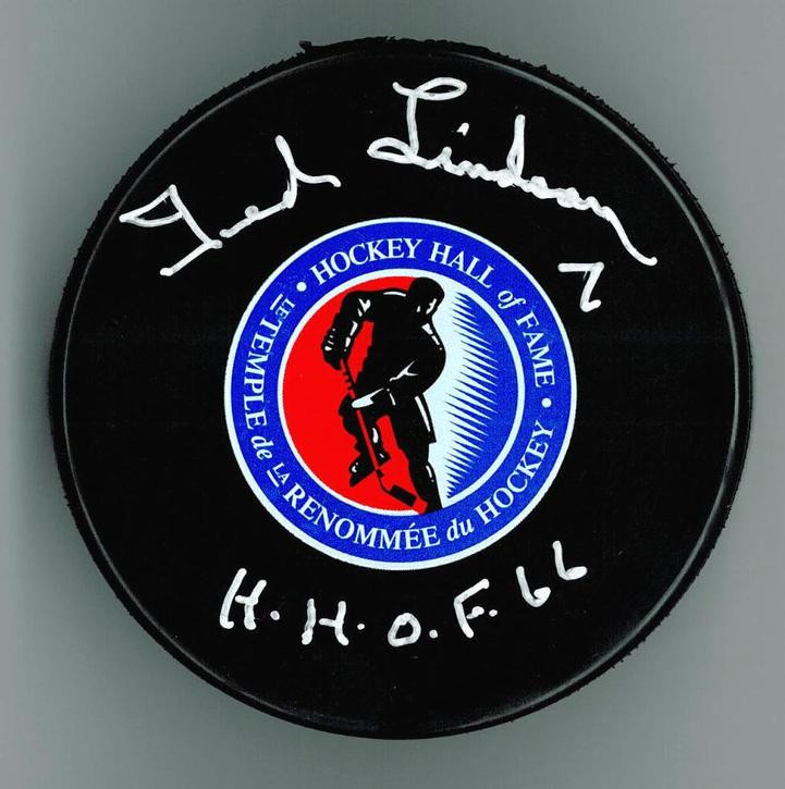 Ted Lindsay Autographed HHOF Puck w/ 