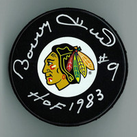 Bobby Hull Autographed & Inscribed Puck - Hawks or Jets