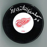 Marty Pavelich Autographed Detroit Red Wings Puck