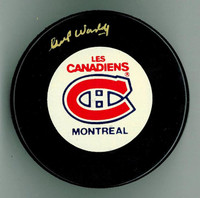 Gump Worsley Autographed Canadiens Game Puck