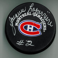 Jacques Laperriere Autographed Canadiens Hockey Puck