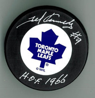 Ted Kennedy Autographed Maple Leafs Puck w/ "HOF"