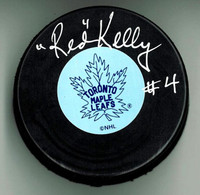 Red Kelly Autographed Hockey Puck - Leafs or Wings