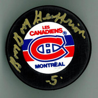 Bernie "Boom-Boom" Geoffrion Autographed Canadiens Puck