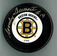 Woody Dumart Autographed Boston Bruins Hockey Puck