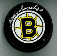 Woody Dumart Autographed Boston Bruins Game Puck