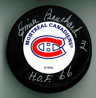 Emile Bouchard Autographed Hockey Puck w/ "HOF"