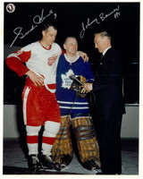 Gordie Howe and Johnny Bower Autographed 8x10 Photo #1 - All Star Game Interview