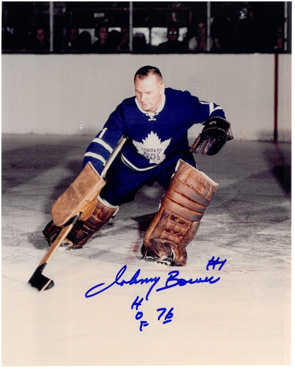 Johnny Bower Autographed Toronto Maple 