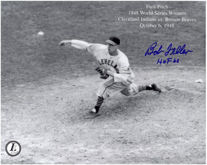 HALL OF FAME GREAT BOB FELLER IN HIS STRIDE  8x10 COLOR PHOTO INDIANS 