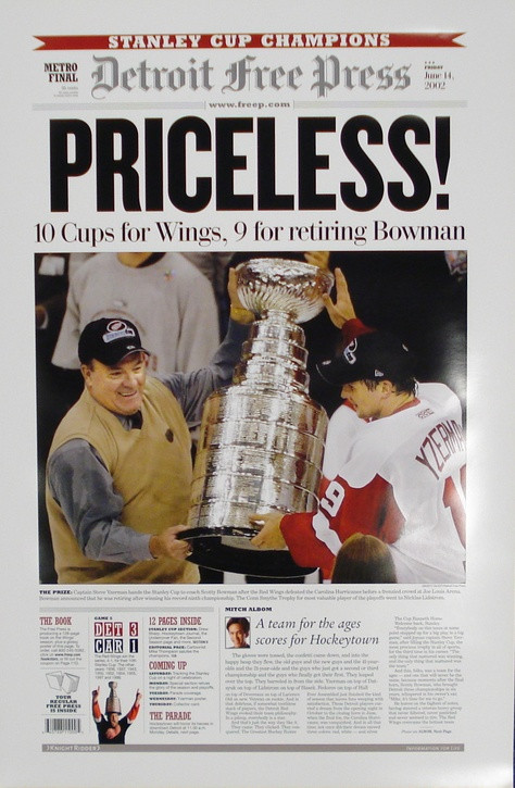 Priceless" 2002 Detroit Red Wings Free Press Poster - Detroit City Sports