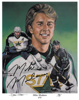 Mike Modano Autographed Minnesota North Stars 11x14 Lithograph