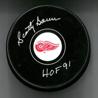 Scotty Bowman Autographed Puck with HOF 91