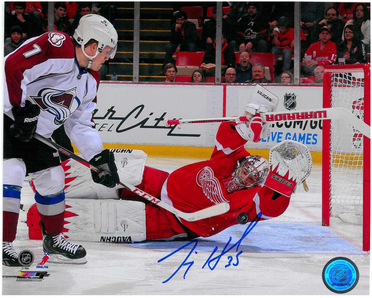 Jimmy Howard Autographed Detroit Red Wings 8x10 Photo 7 Diving Save Detroit City Sports