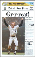 Kirk Gibson Autographed "GR-R-REAT!" 1984 Detroit Tigers Free Press Poster (Pre-Order)
