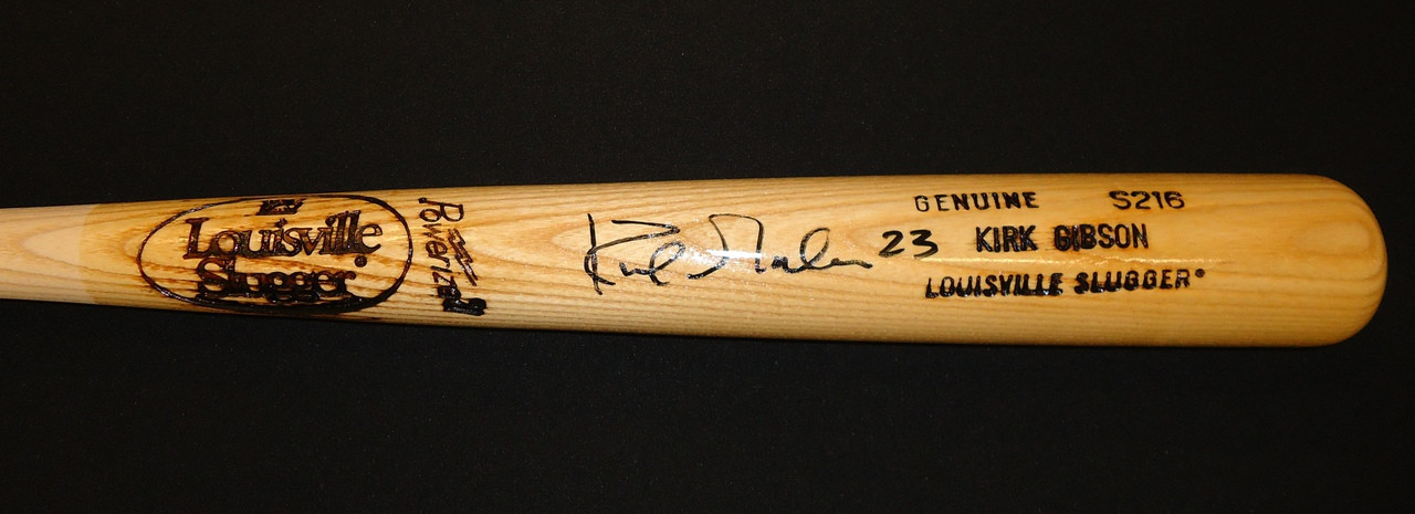 DODGERS KIRK GIBSON SIGNED LOUISVILLE GAME MODEL BAT 3 INCRIPTIONS B –  Oneway77JC