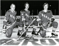 Gordie Howe, Mark Howe, and Marty Howe Autographed 11x14 Photo #2 - Houston Aeros