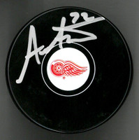 Andreas Athanasiou Autographed Detroit Red Wings Puck