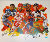 "Our MVPs" Lithograph - Barry Sanders, Steve Yzerman, Joe Dumars, Alan Trammell - Autographed by All 4