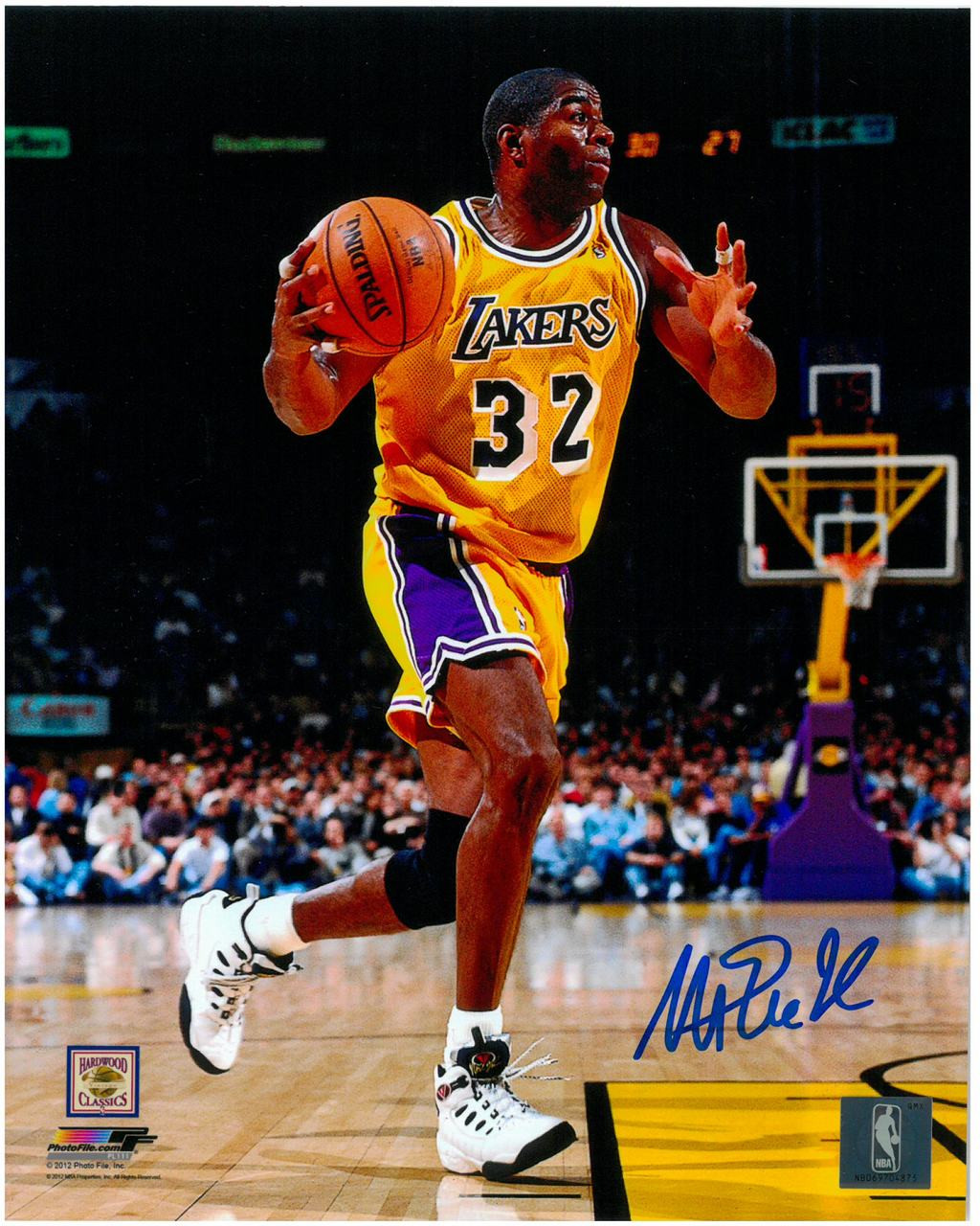 Magic Johnson Autographed LA Lakers 8x10 Photo #14 - 1996 Action