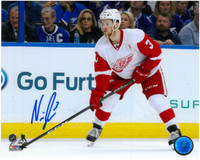 Nick Jensen Autographed Detroit Red Wings 8x10 Photo #2 - Waiting For The Pass