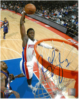 Reggie Jackson Autographed Detroit Pistons 8x10 Photo #2 - Dunking