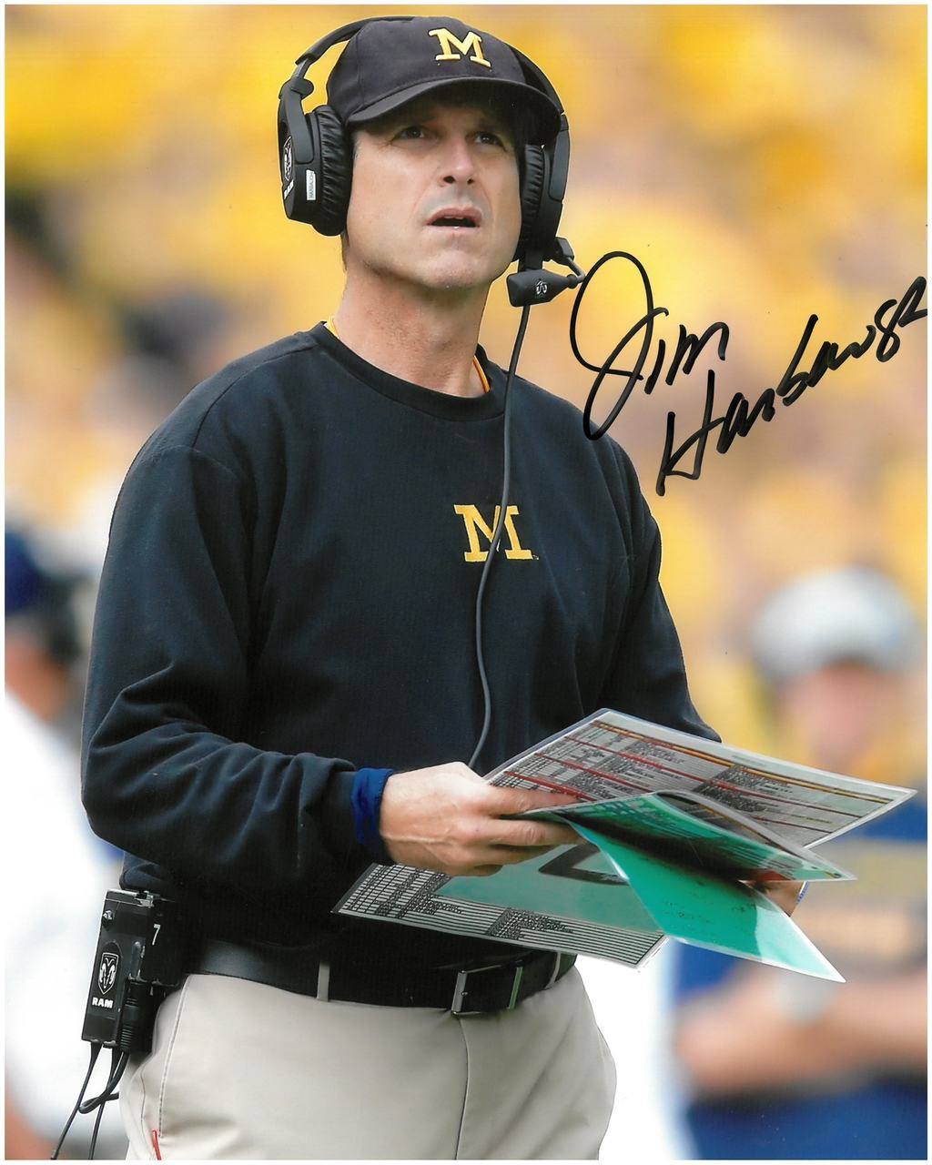 JIM HARBAUGH & JABRILL PEPPPERS SIGNED PHOTO 8X10 RP AUTO AUTOGRAPHED MICHIGAN 