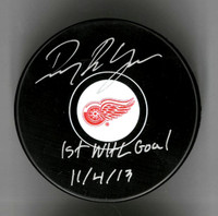 Danny DeKeyser Autographed Red Wings Souvenir Puck Inscribed "1st NHL Goal 11/4/13"