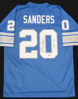 Barry Sanders Autographed Detroit Lions Jersey - Blue Pro Line Inscribed "HOF 04"