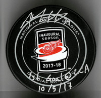 Anthony Mantha Autographed Little Caesars Arena Official Game Puck Inscribed With "1st Goal @ LCA 10/5/17"