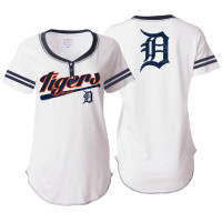 Detroit Tigers Women's 5th & Ocean Three Button White T-shirt