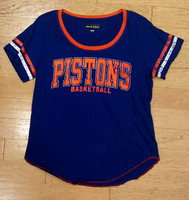 Detroit Pistons Women's 5th & Ocean Shimmer Foil Stripe T-Shirt