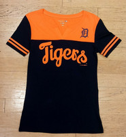 Detroit Tigers Women's 5th & Ocean Navy & Orange V-Notch T-Shirt
