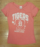 Detroit Tigers Women's 5th & Ocean Pink "Tigers Mom" Heathered Scoop Neck T-Shirt 