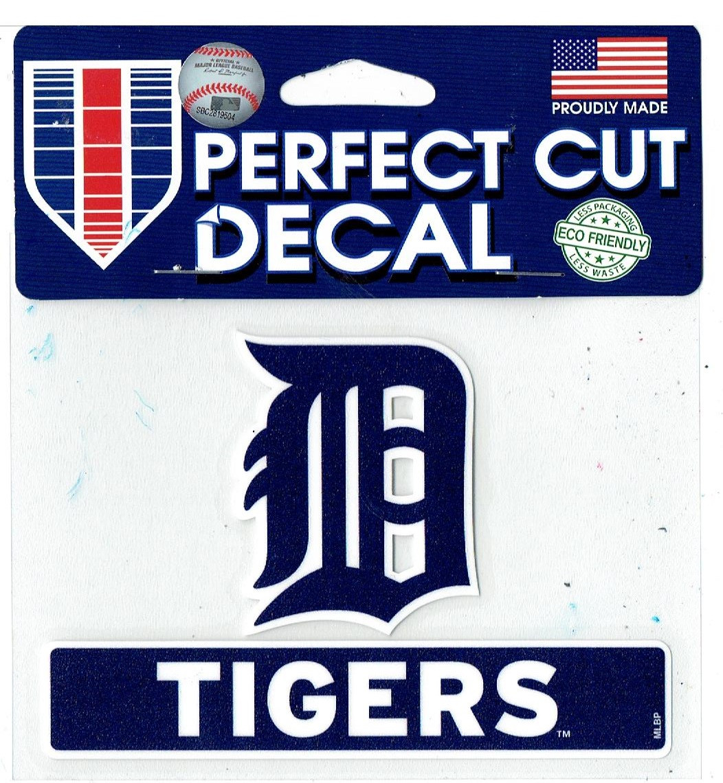 Detroit Tigers Wincraft Logo Script Perfect Cut Decal 3 X 4 5 Detroit City Sports