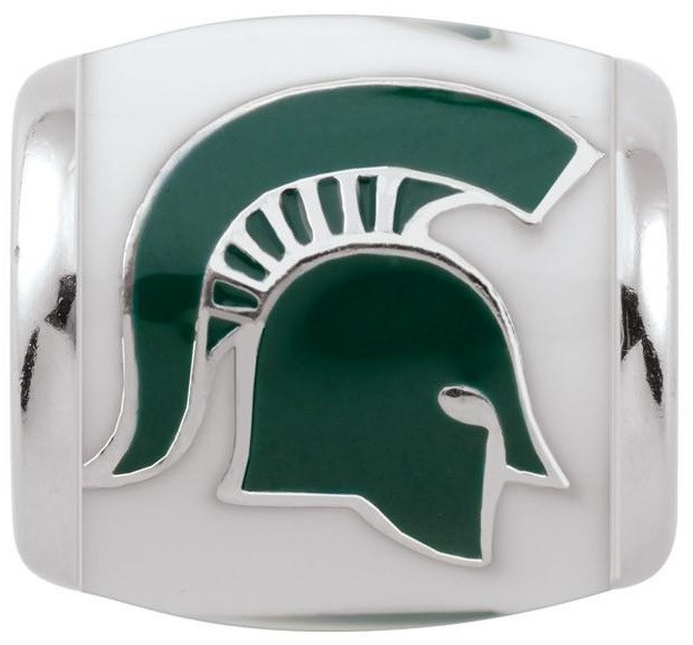 Michigan State University Teagan Collection By Persona Green Spartan Head White Charm Detroit City Sports