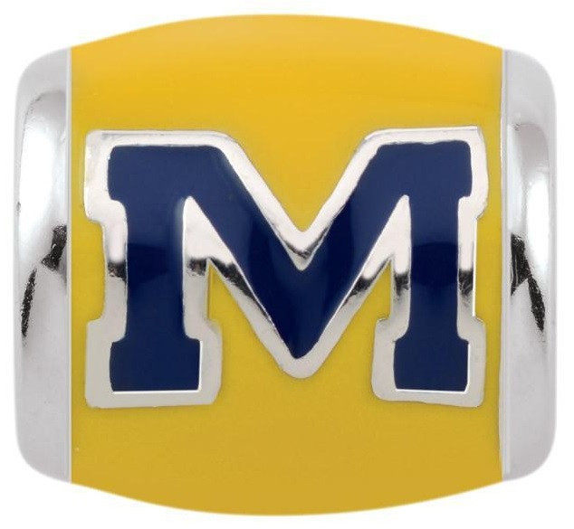 University Of Michigan Teagan Collection By Persona Blue Block M Maize Charm Detroit City Sports