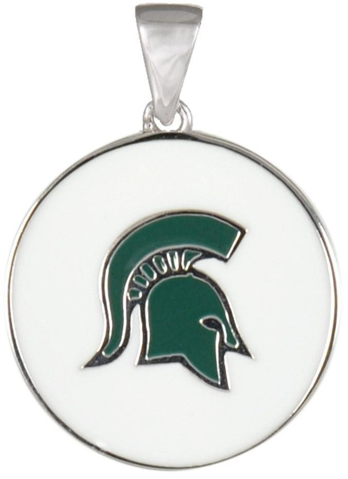 Michigan State University Teagan Collection By Persona Green Spartan Head White Pendant Detroit City Sports