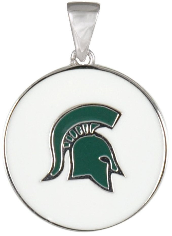 Michigan State University Teagan Collection By Persona Green Spartan Head White Pendant Detroit City Sports Michigan State University Teagan Collection By Persona Green Spartan Head White Pendant Detroit City Sports