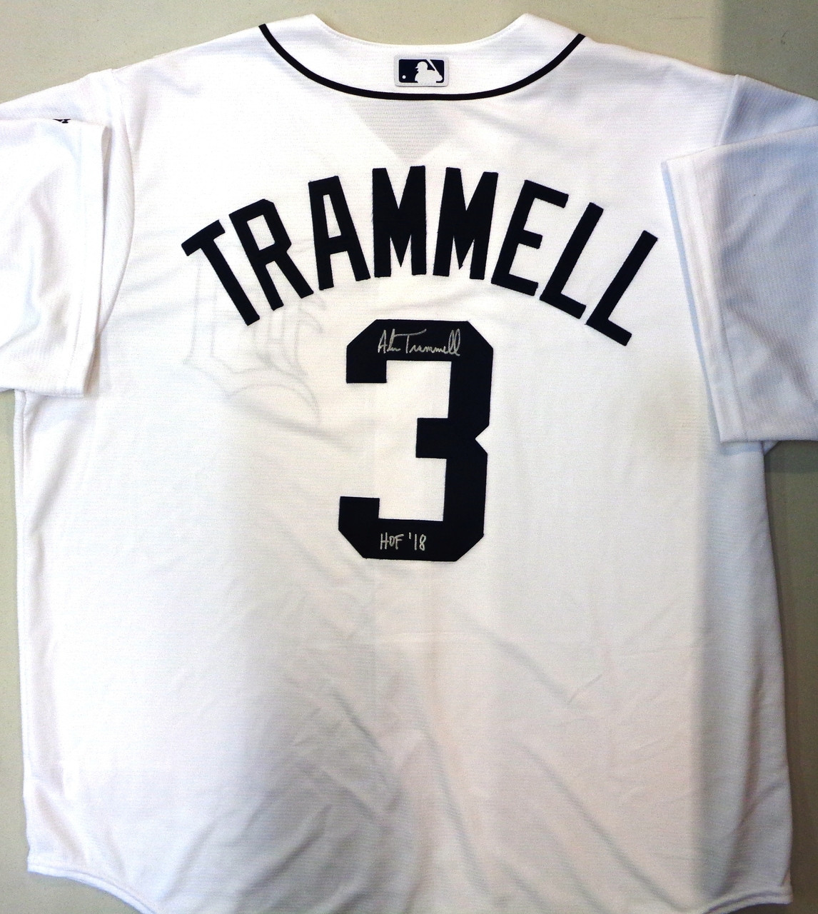 Alan Trammell Autographed Detroit Tigers Nike Jersey Inscribed with HOF 18