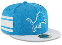 Detroit Lions Men's New Era Blue/Grey 2018 NFL Sideline Home Official 59FIFTY Fitted Hat