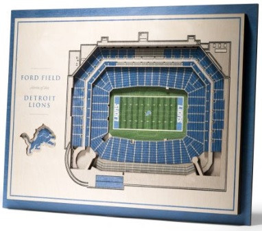 Detroit Lions Youthefan 5 Layer Stadiumview 3d Wall Art Ford