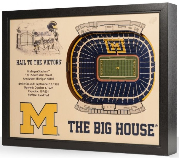 University Of Michigan Youthefan 25 Layer Stadiumview 3d Wall Art