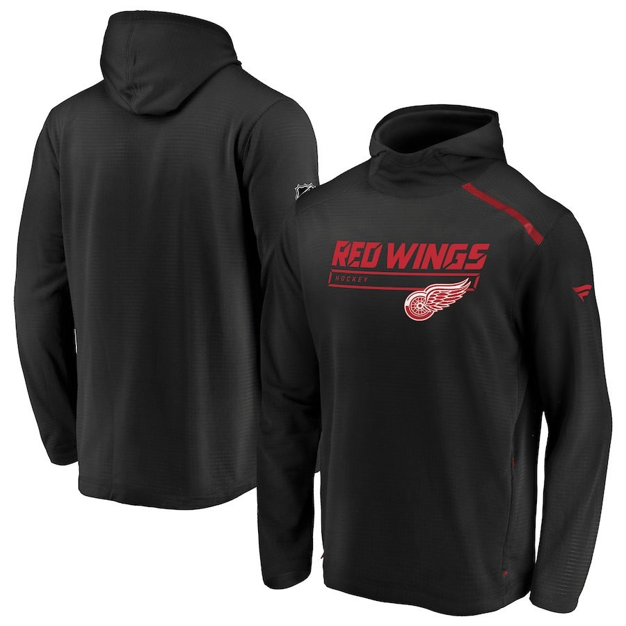 Detroit Red Wings Men's Fanatics Black Authentic Pro Rinkside Transitional Pullover  Hoodie - Detroit City Sports