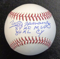 Willie Hernandez Autographed Baseball - Official Major League Ball w/ "84 AL MVP, 84 AL CY"