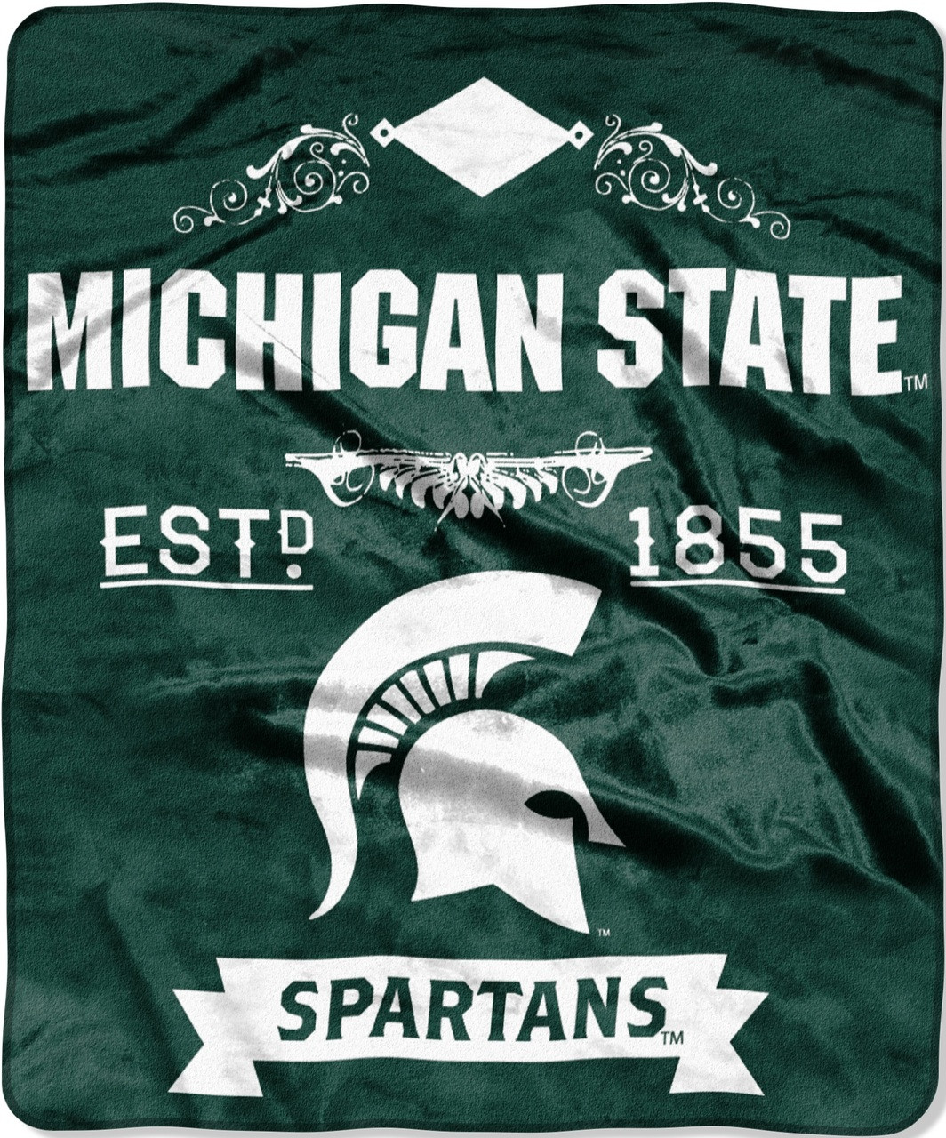 Michigan State University Northwest Royal Plush Raschel Blanket Detroit City Sports