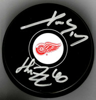 Henrik Zetterberg & Pavel Datsyuk Dual Autographed Detroit Red Wings Souvenir Puck