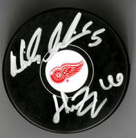Henrik Zetterberg & Nicklas Lidstrom Dual Autographed Detroit Red Wings Souvenir Puck