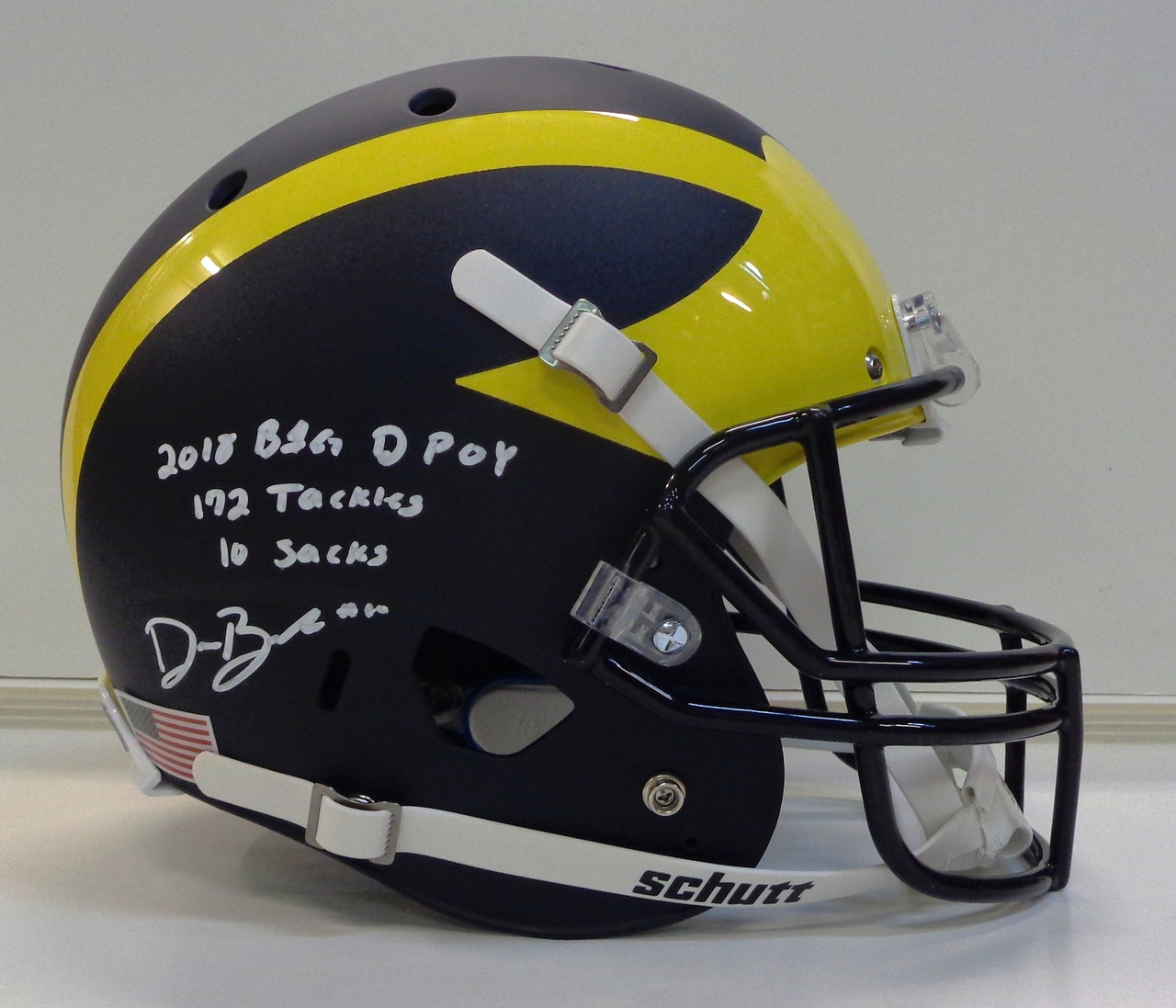Devin Bush Jr Autographed Michigan Full Size Schutt Matte
